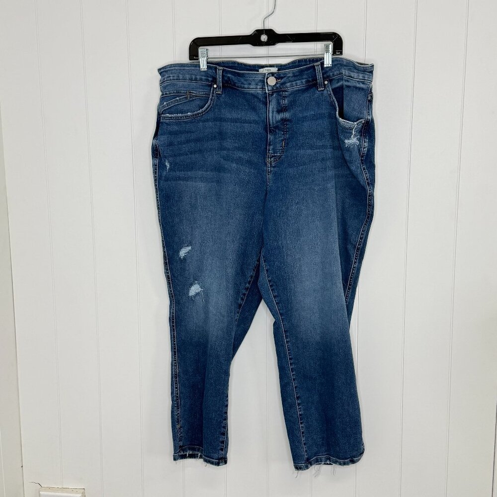 M Jeans by Maurices Curvy High-Rise Slim Straight Ankle 24W Distressed Everflex